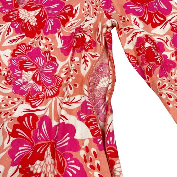 Sigrid Olsen Floral Hawaiian Print 3/4 Bell Sleeve Linen Blend Shift Dress 8 - Picture 8 of 11